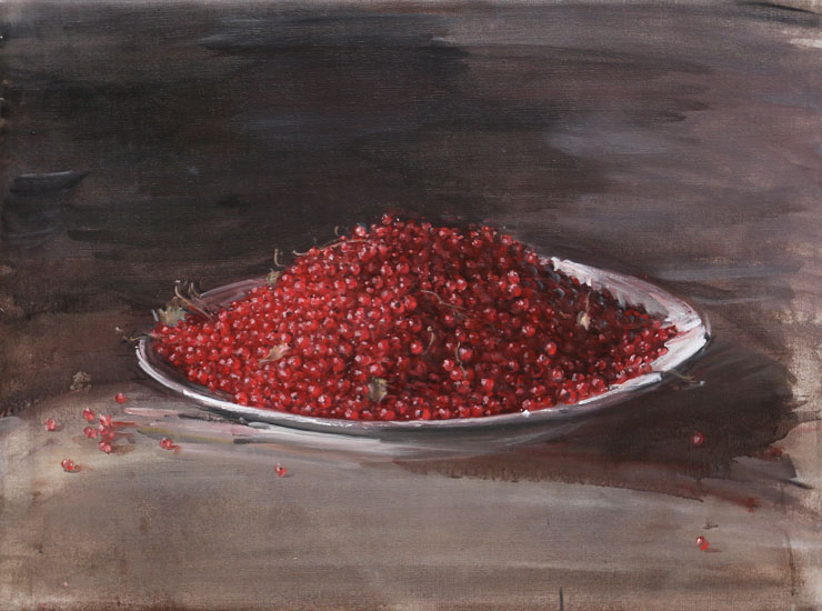 Målning Vinbär, olja av Alvar Jansson.