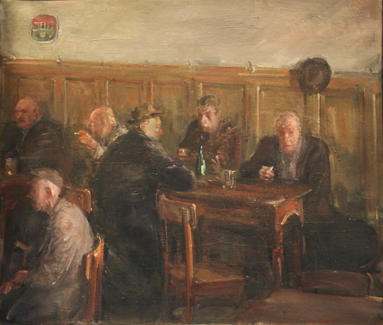 &Ouml;lsjapp av Alvar Jansson,, olja p&aring; duk.