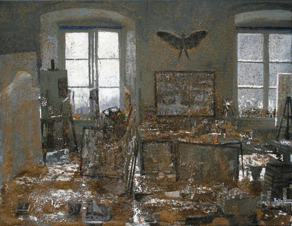 Bo Larssons m&aring;lning Atelj&eacute; i tr&auml;da.