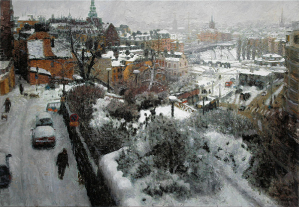 Bo Larssons m&aring;lning Klevgr&auml;nd, vinter II.