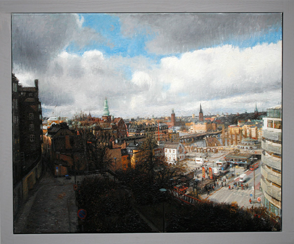 Bo Larssons m&aring;lning Utsikt mot Slussen II.