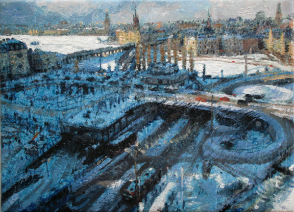 Bo Larssons m&aring;lning Slussen, februari.