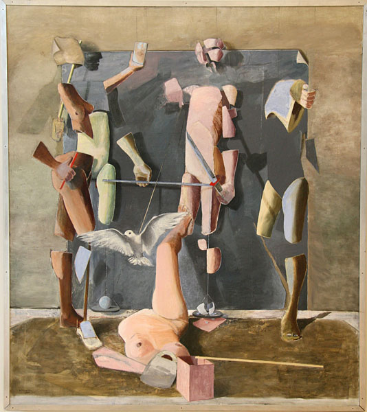 Ulf Gripenholms m&aring;lning Spelrum med vit duva.