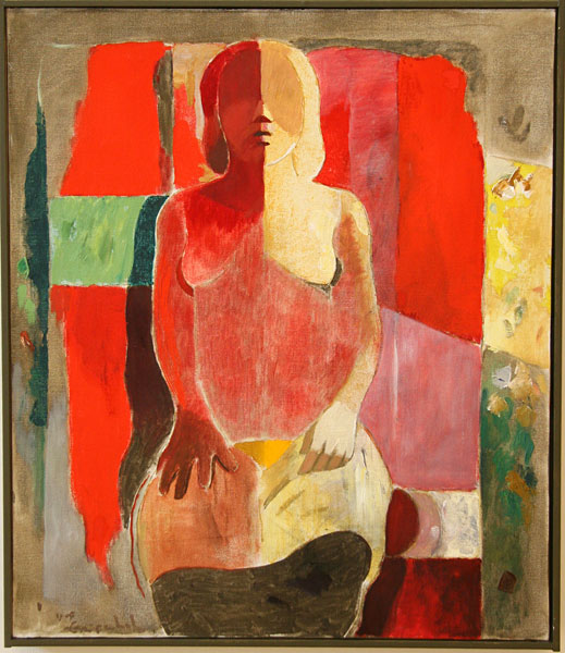 Ulf Gripenholms m&aring;lning R&ouml;d sittande modell.