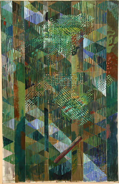 Ulf Gripenholms m&aring;lning Skogen natten.