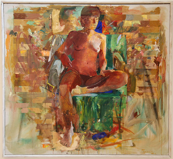 Ulf Gripenholms m&aring;lning R&ouml;d sittande modell.