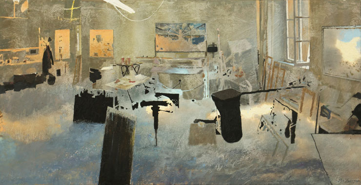 M&aring;lningen Atelj&eacute;n/ovan molnen av Bo Larsson.