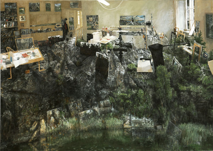 M&aring;lningen Atelj&eacute;n/Berget Beatelund II av Bo Larsson.