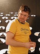 Pontus Raud busy working on his installation - Ocean of Monkeys.