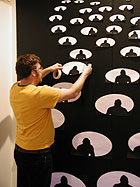 Pontus Raud busy working on his installation - Ocean of Monkeys.