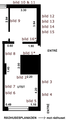 Ritning över Lotti Ringströms utställning på Galleri Mariann Ahnlund