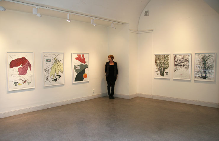 Catharina Warme ställer ut grafik på Grafiska sällskapet i Stockholm.