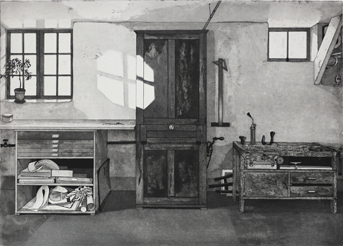 Aquatint Cabinet - Etching by Mikael Wahrby.