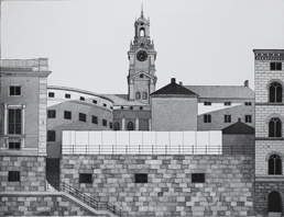 Storkyrkan in Stockholm - Etching by Mikael Wahrby.